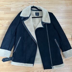 Zara Double Faced Leather Shearling Jacket